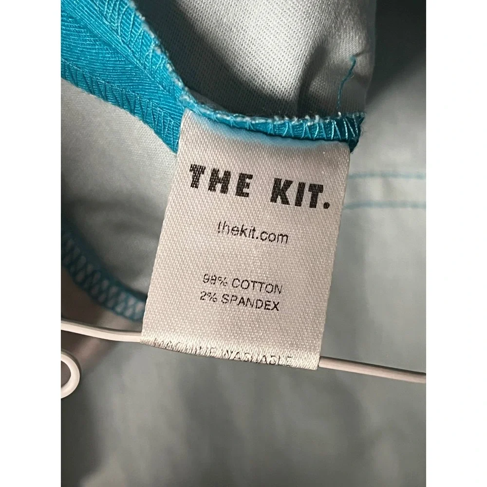 The Kit Womens Wide Leg Trousers Teal Blue Cotton Stretch Pants Size 6